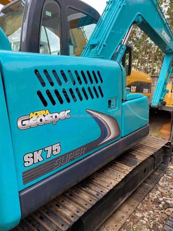 رنگ آبی رنگ اصلی استفاده شده Kobelco 75 Excavator دست دوم 7.5 تن